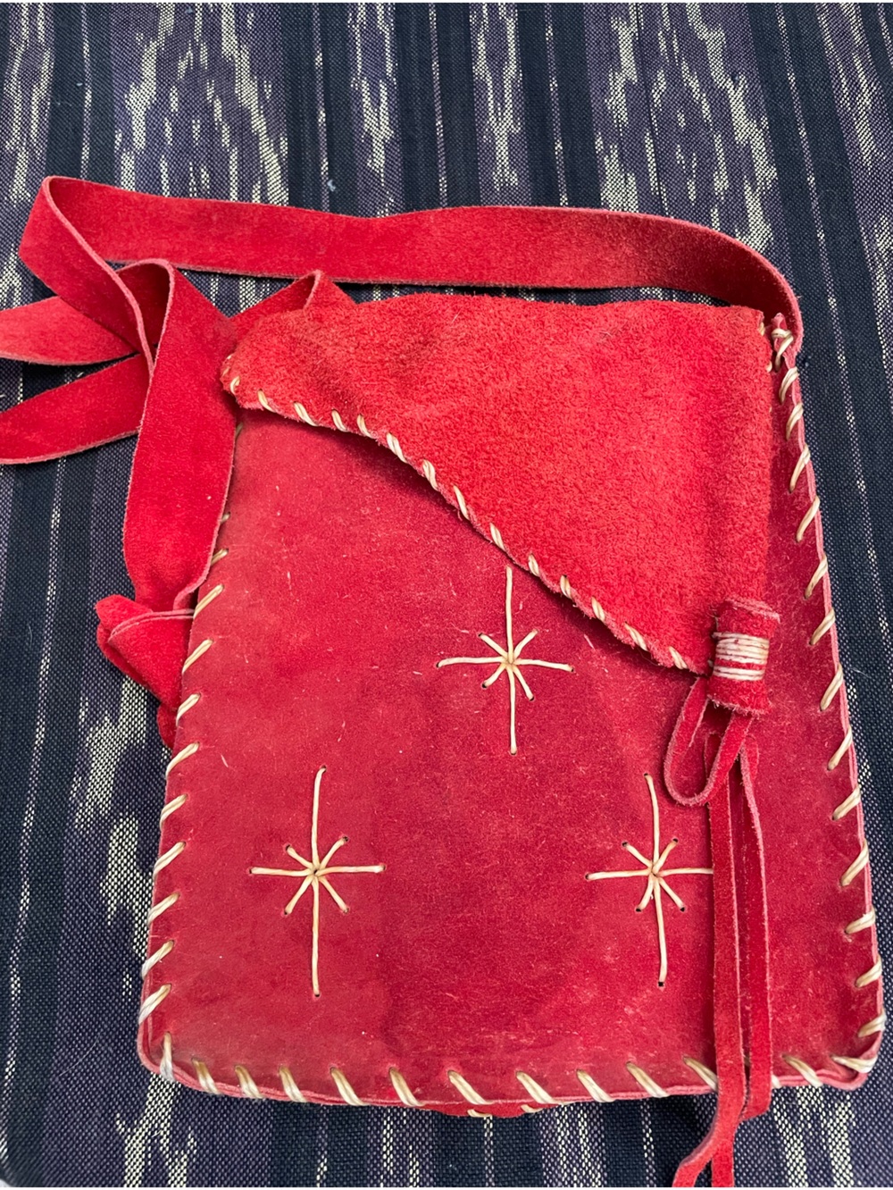 Vintage 70’s Southwestern Red Suede starburst festival Crossbody Bag purse